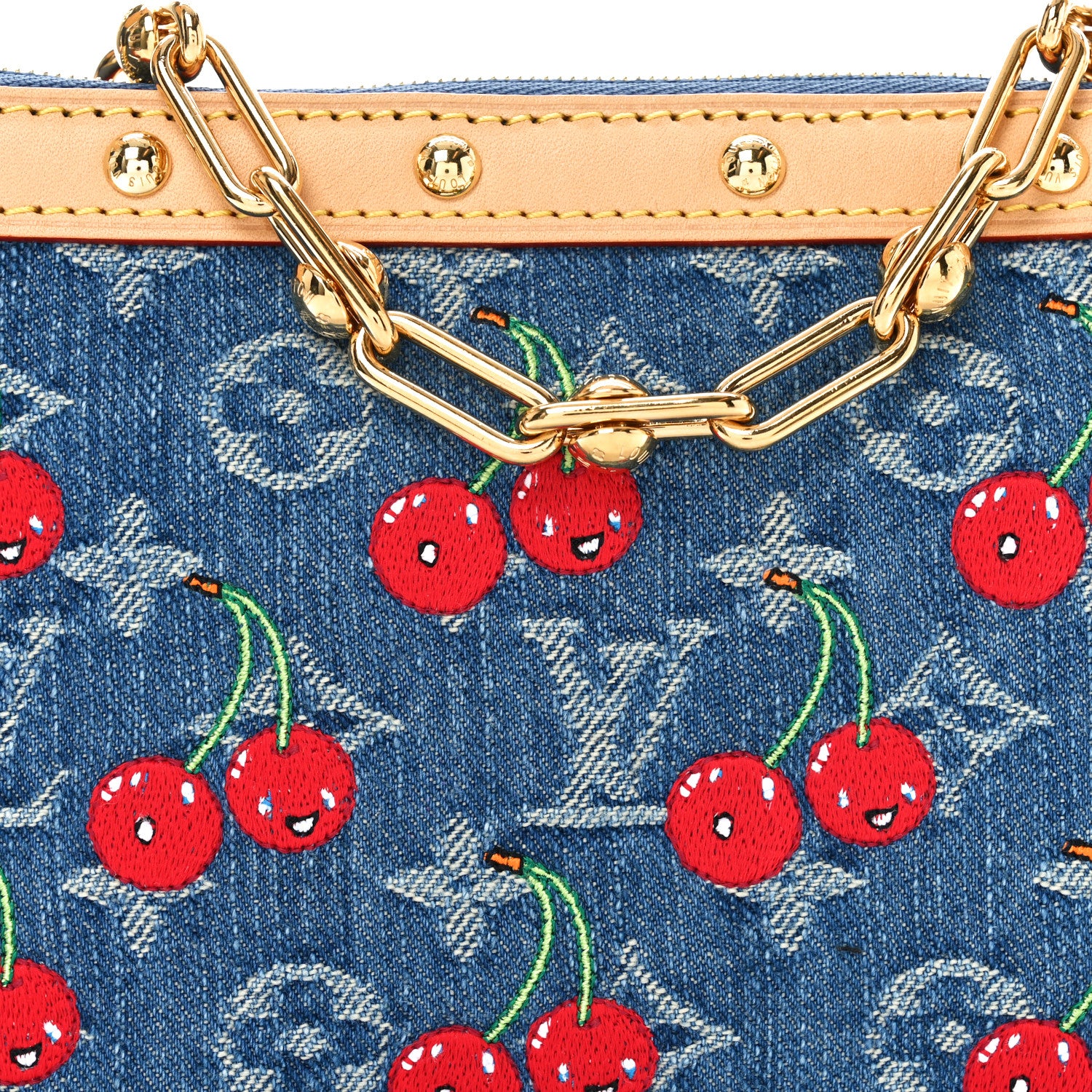 LV X TM Monogram Denim Cerises Pochette Accessories Blue - Top Club