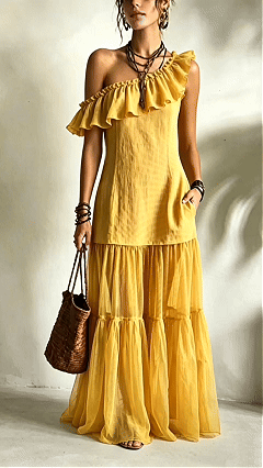 Women's Sleeveless Asymmetrical-Neck Dress with Ruffle Splicing - Nordfashionstorm - Women's Clothing, Fashion for You - Nordfashionstorm.com