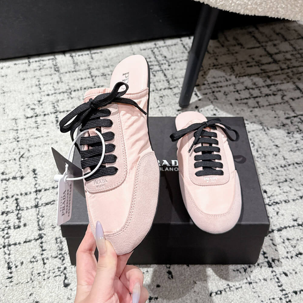 PRADA Collapse Re-Nylon and suede mules - Top Club