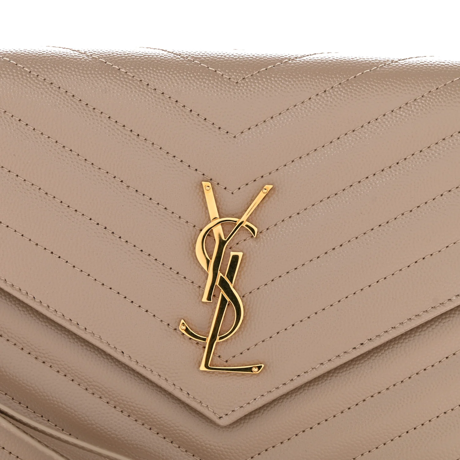 Grain De Poudre Matelasse Chevron Monogram Envelope Clutch Dark Beige - Top Club