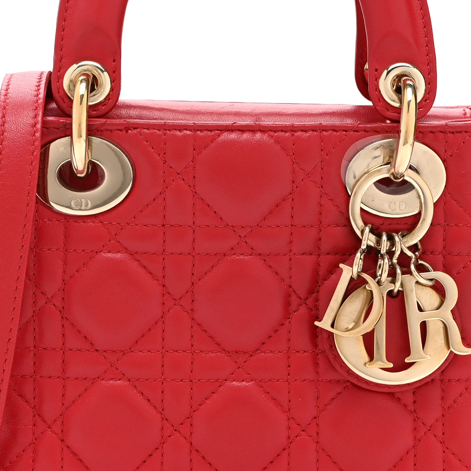Lambskin Cannage Mini Lady Dior Red - Top Club