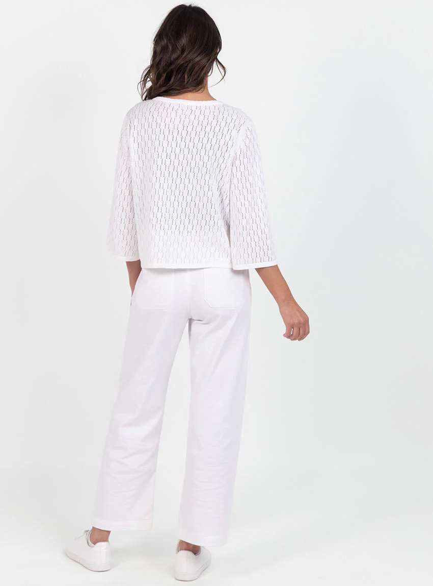 Gilet femme ajouré en coton blanc
