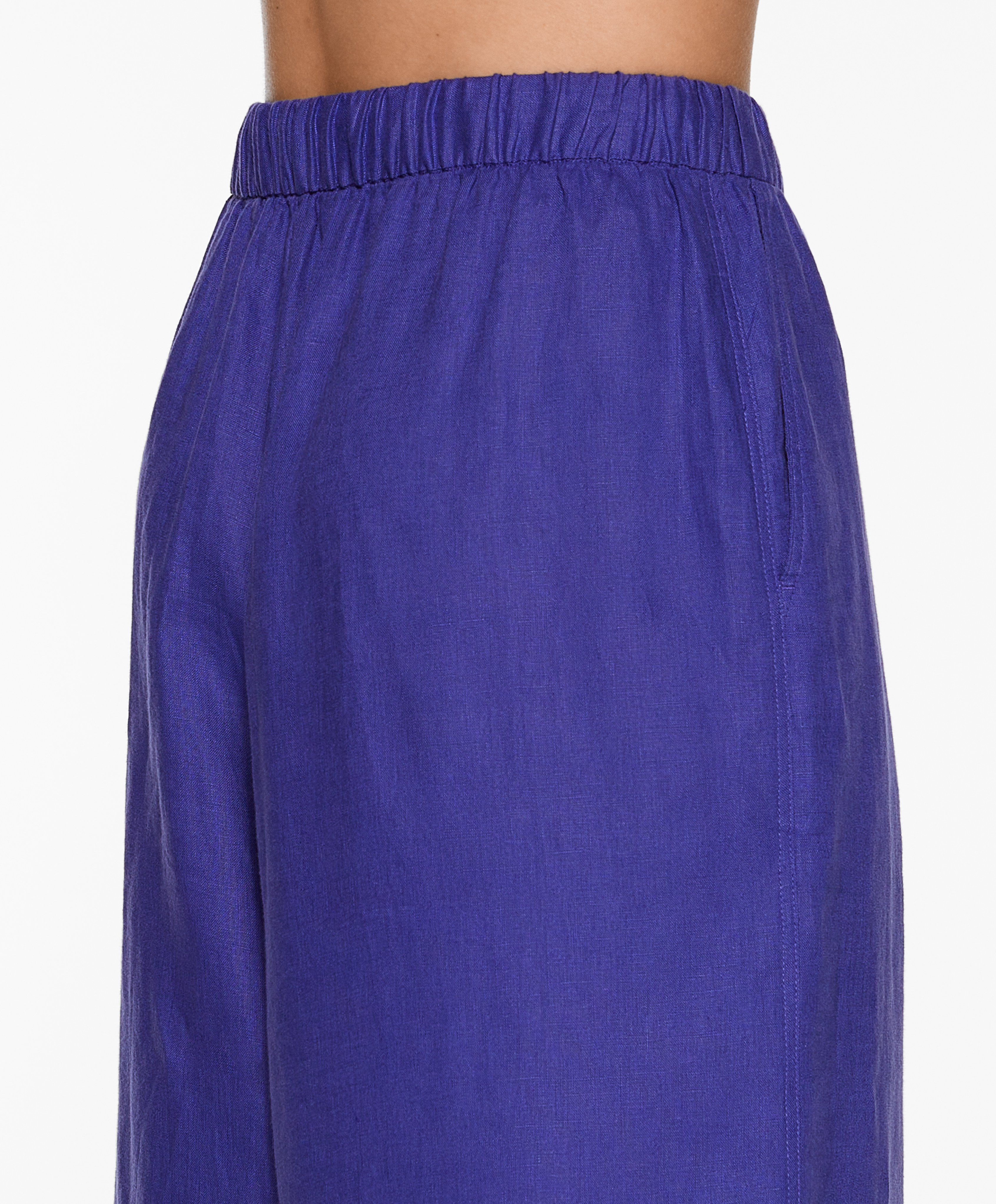 OYSHO 100% linen wide straight-leg trousers
