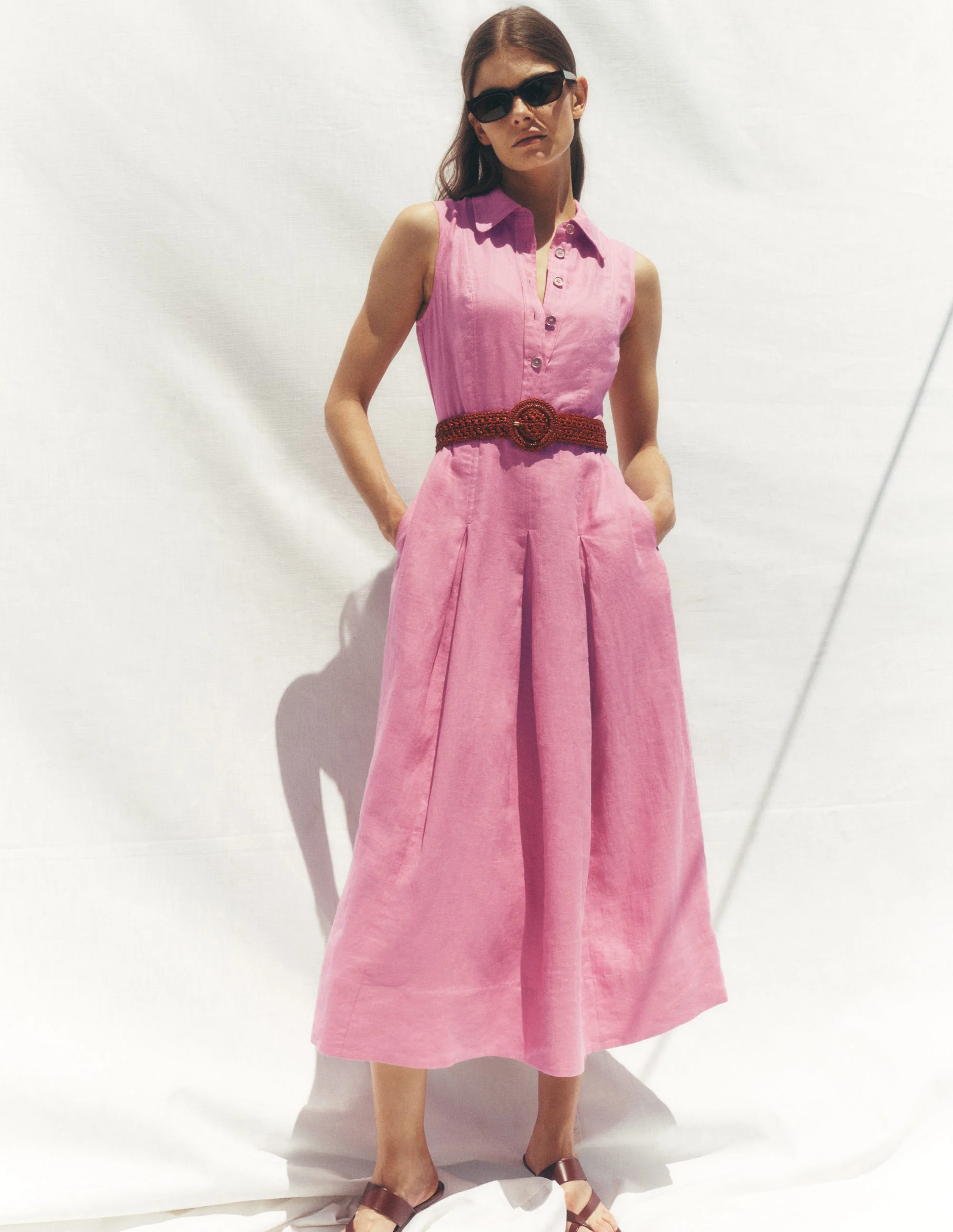 Belinda Hemdblusenkleid aus Leinen-Rosa Parfait