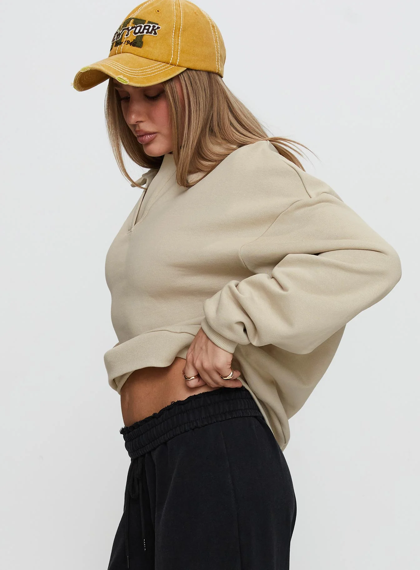 Back Around Collared Fleece Jumper Oat