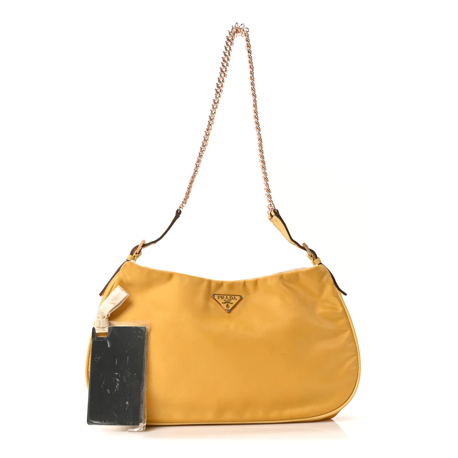 Tessuto Nylon Light Chain Shoulder Bag Yellow - Top Club