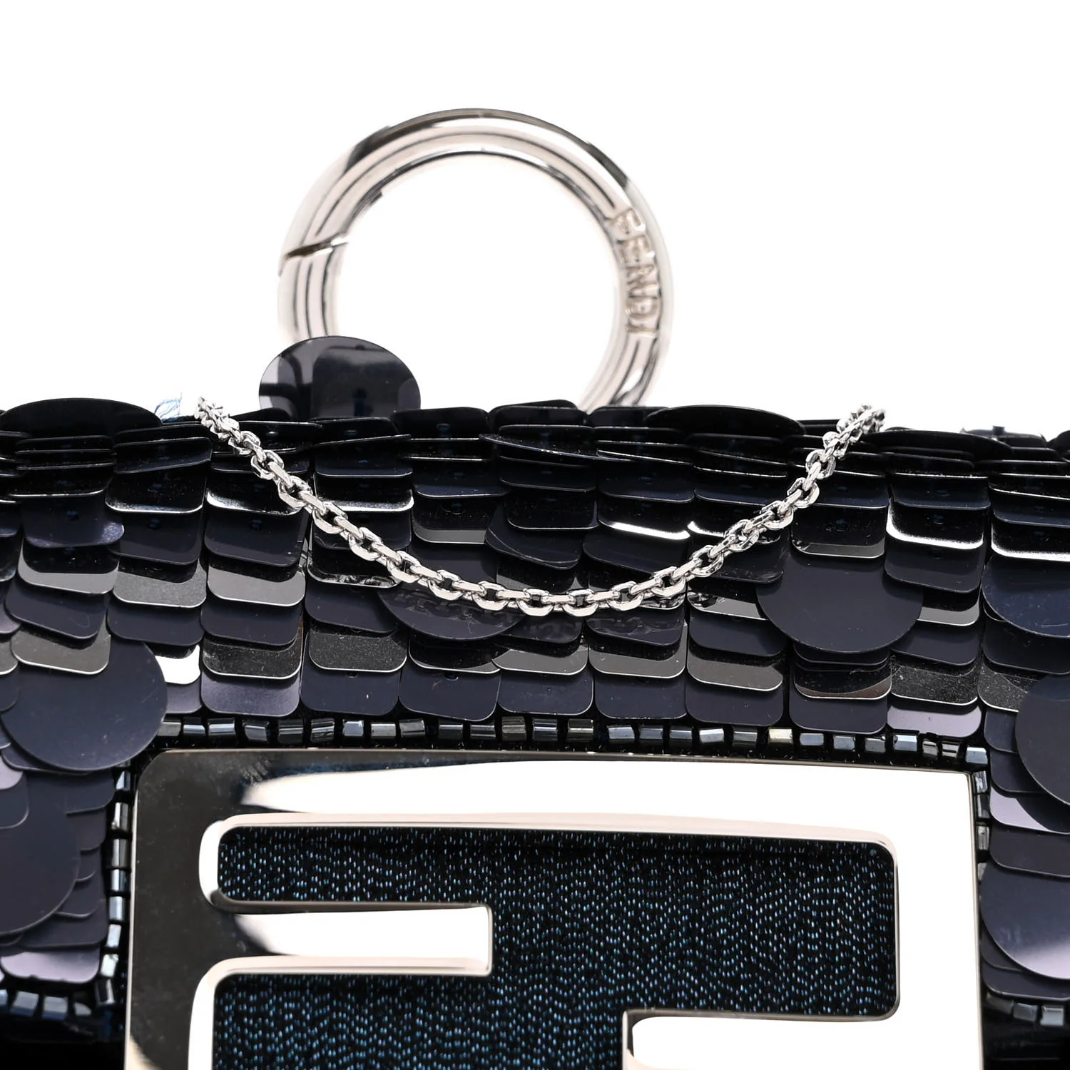 Sequin Paillettes Shiny Nappa Sex and the City Nano Maxi Buckle Baguette Charm Blue - Top Club