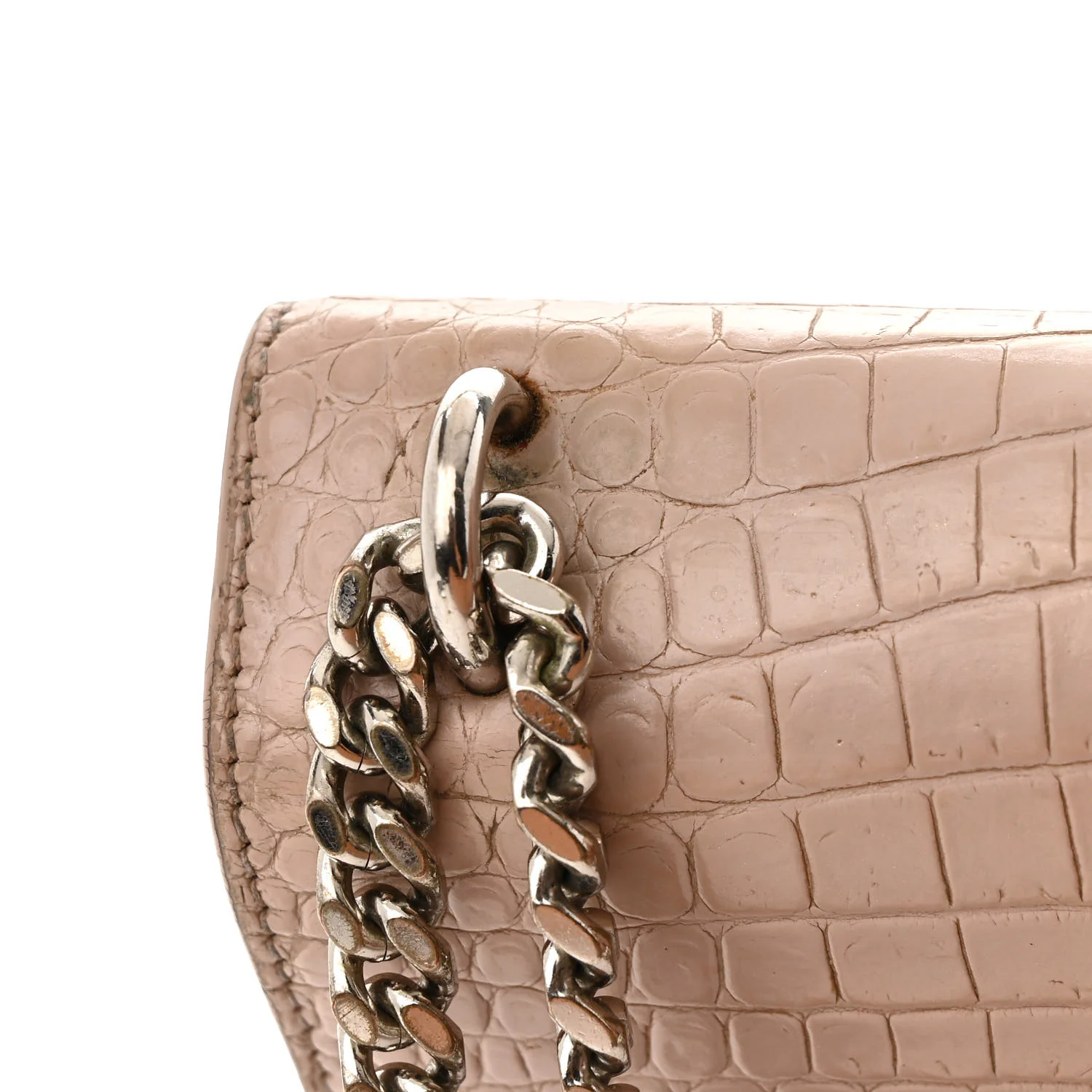 Calfskin Crocodile Embossed Medium Monogram Sunset Rose Antic - Top Club