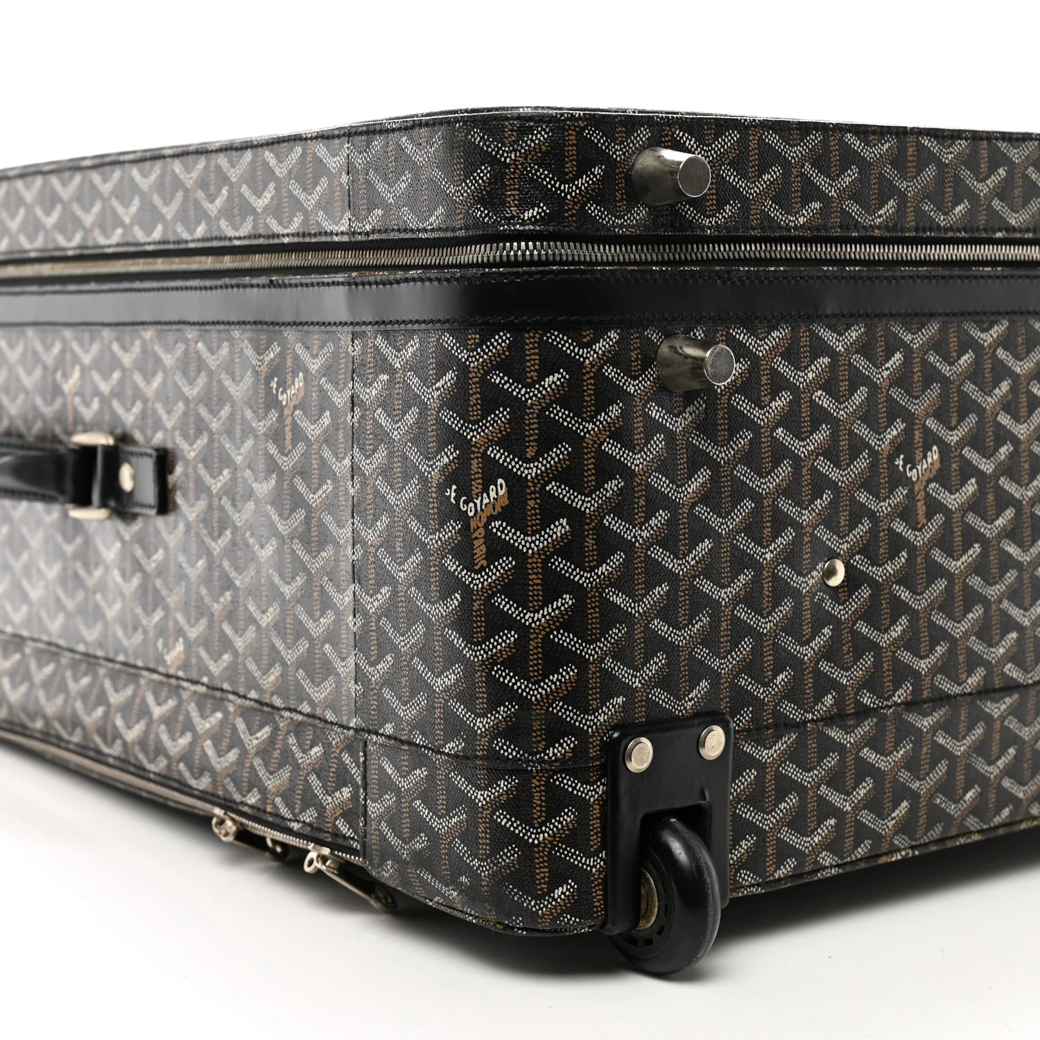 Goyardine Trolley Rolling Suitcase MM Black - Top Club