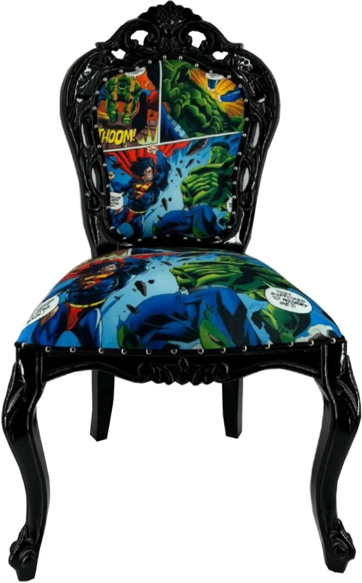 Luxury Baroque Dining Room Chair with Comic Design Colorful / Black - Baroque Dining Room Furniture