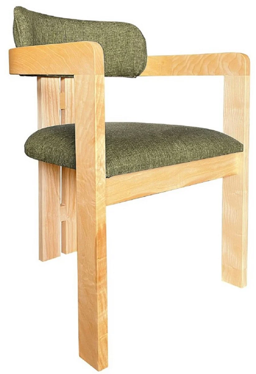 Luxury dining room chair set of 4 with armrests green / natural colors 56 x 54 x H. 82 cm - dining room furniture - restaurant furniture - solid wood furniture - luxury furniture