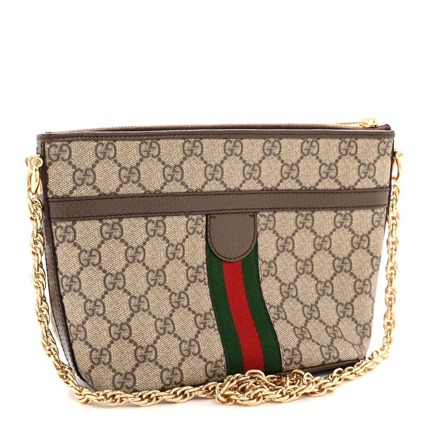 GG Supreme Monogram Web Ophidia Chain Shoulder Bag Brown - Top Club