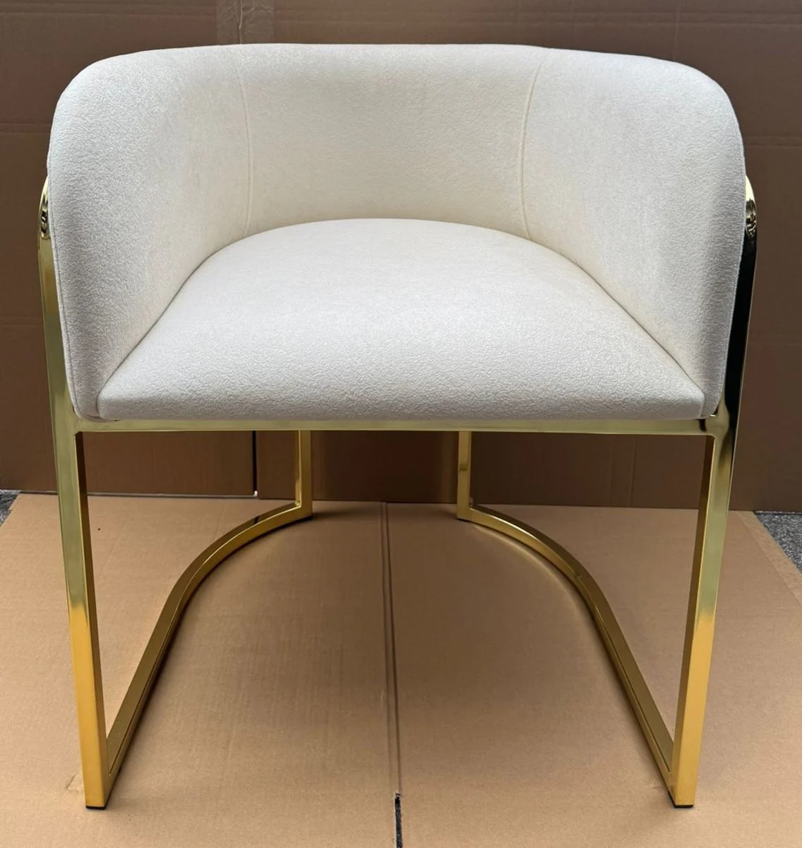 Luxury dining room chair with armrests white / gold H. 74 cm - Dining room furniture