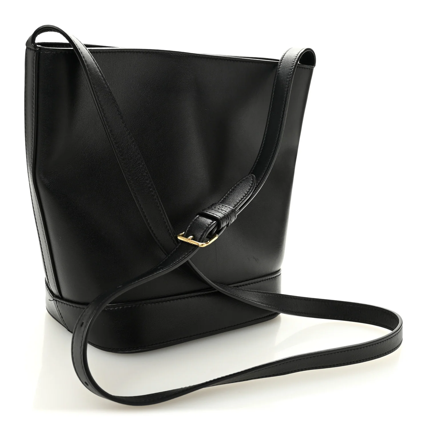 Smooth Calfskin Small Cuir Triomphe Bucket Bag Black - Top Club