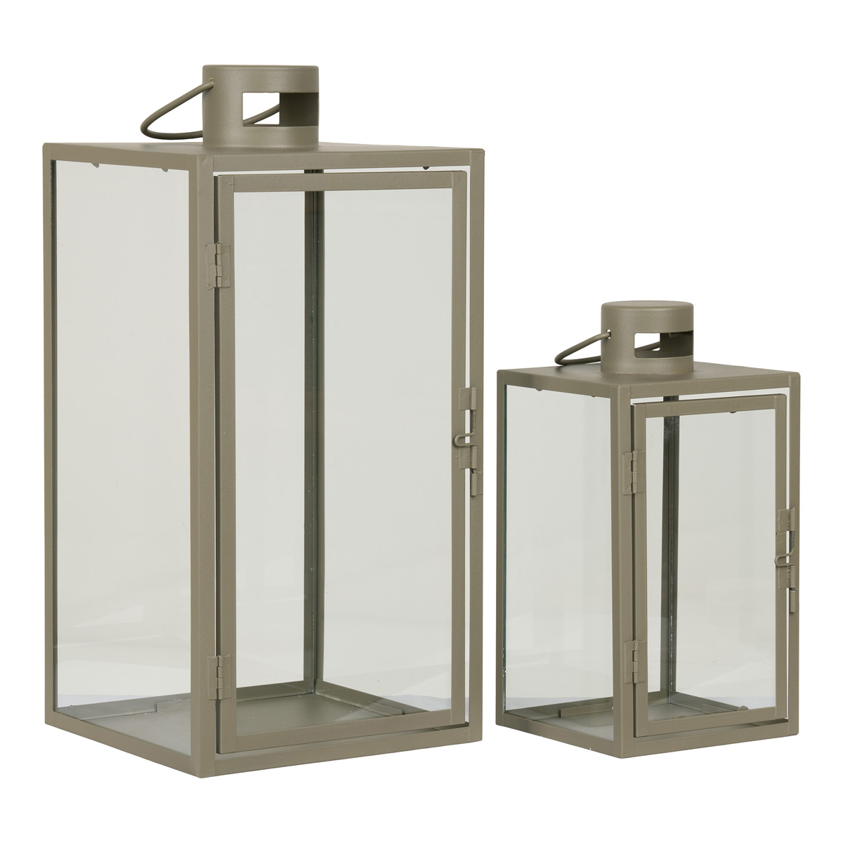 Glazen windlicht Ted groen - set van 2