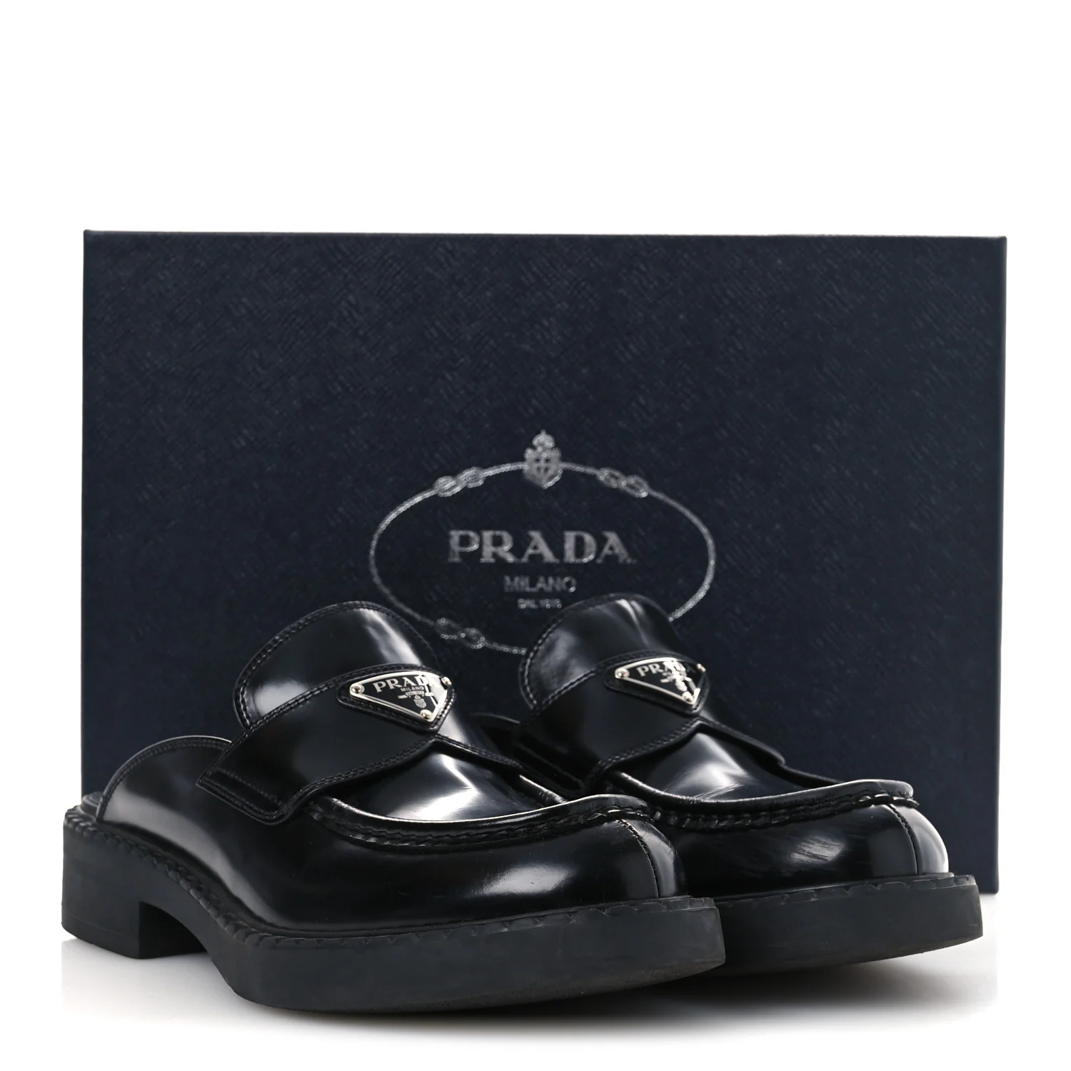 Spazzolato Triangle 40mm Loafer Mules 37 Black - Top Club