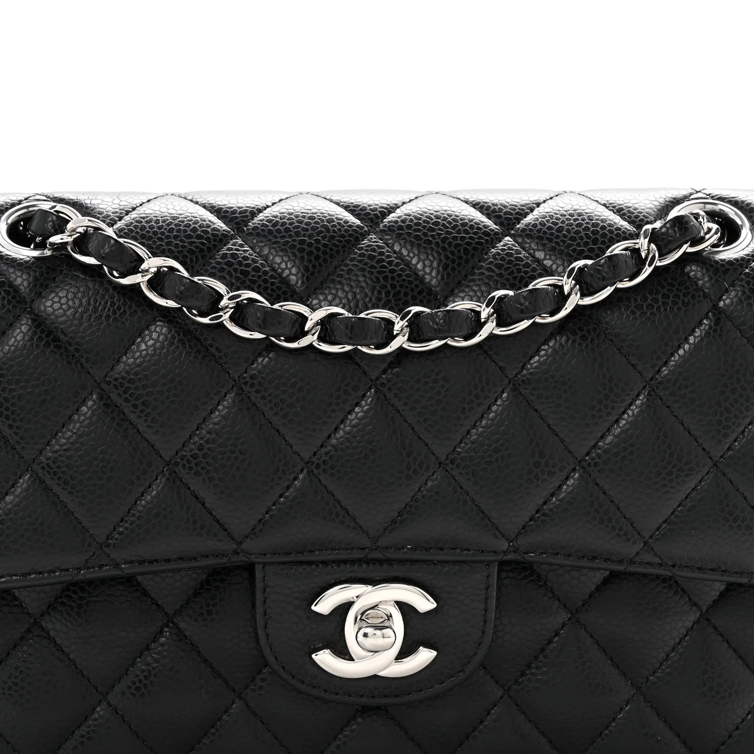 Caviar Quilted Small Double Flap Black - Top Club