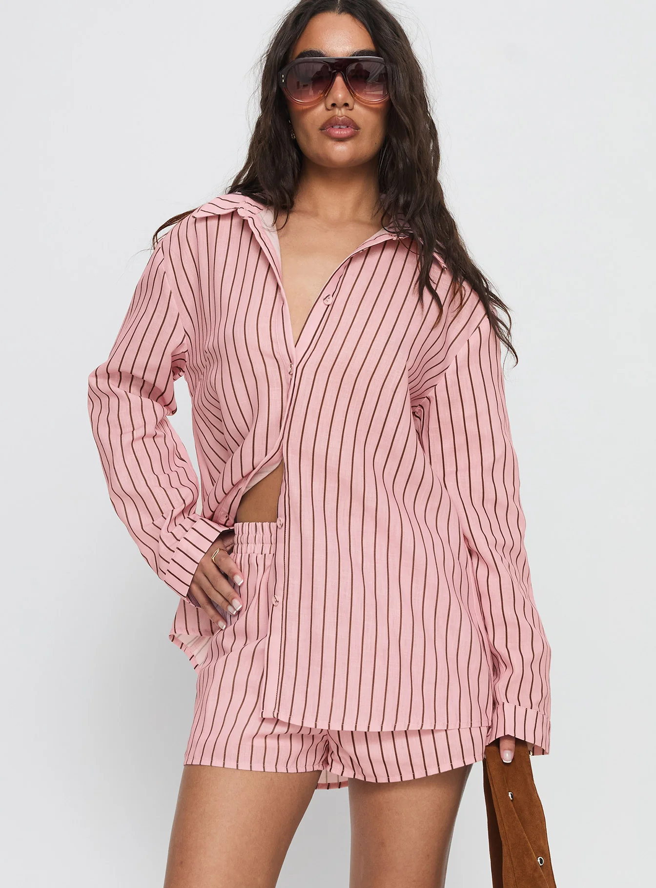 Chloe Set Pink / Brown Stripe