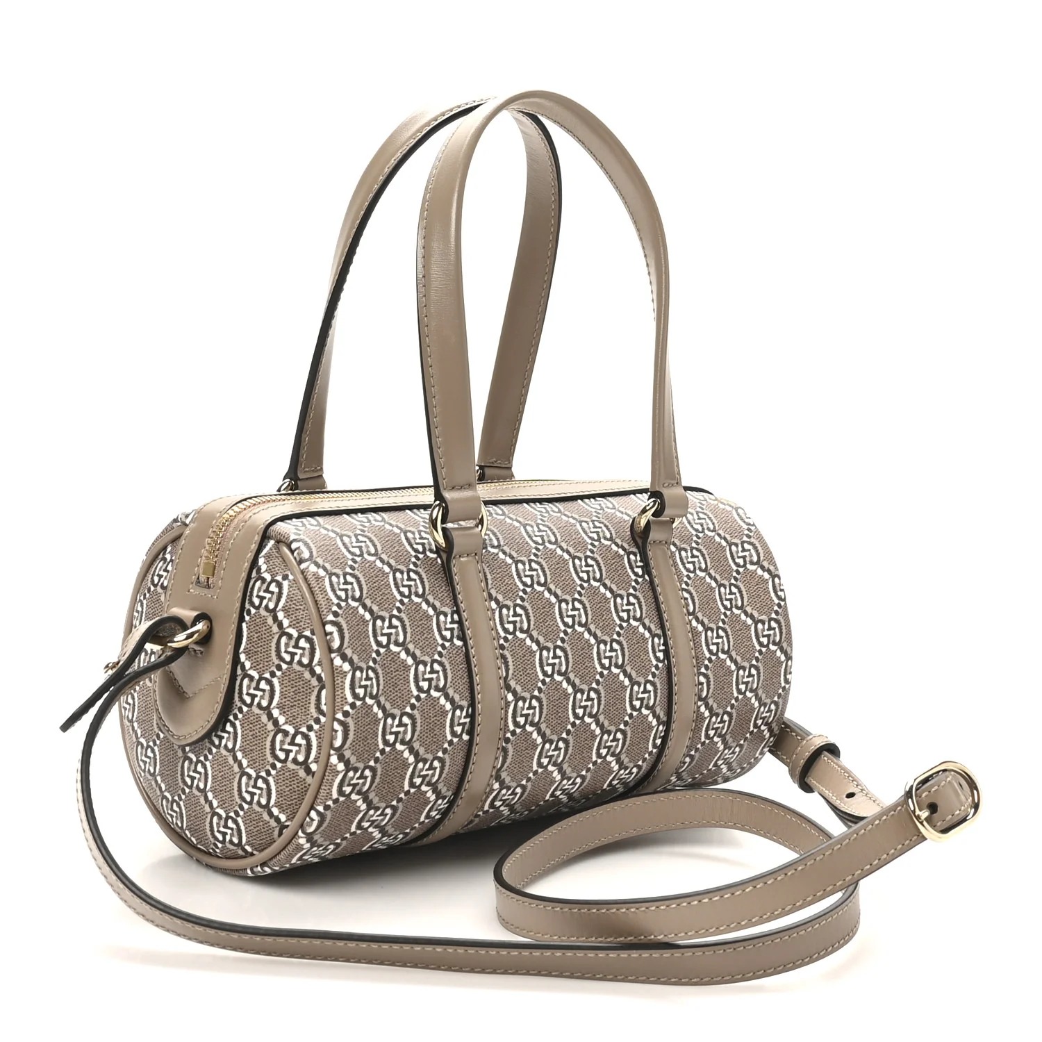 GG Shadow Monogram Ophidia Top Handle Bowler Bag Taupe - Top Club