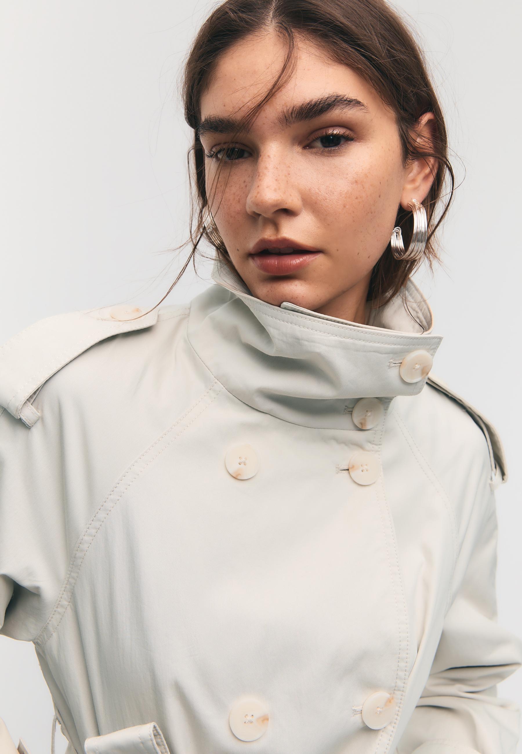 HIGH-NECK TRENCH COAT WITH BELT