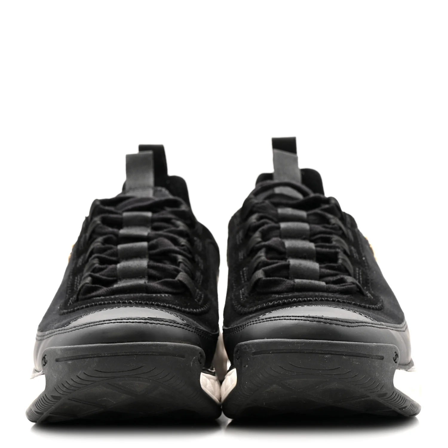 Velvet Calfskin Mixed Fibers CC Sneakers 38 Black - Top Club