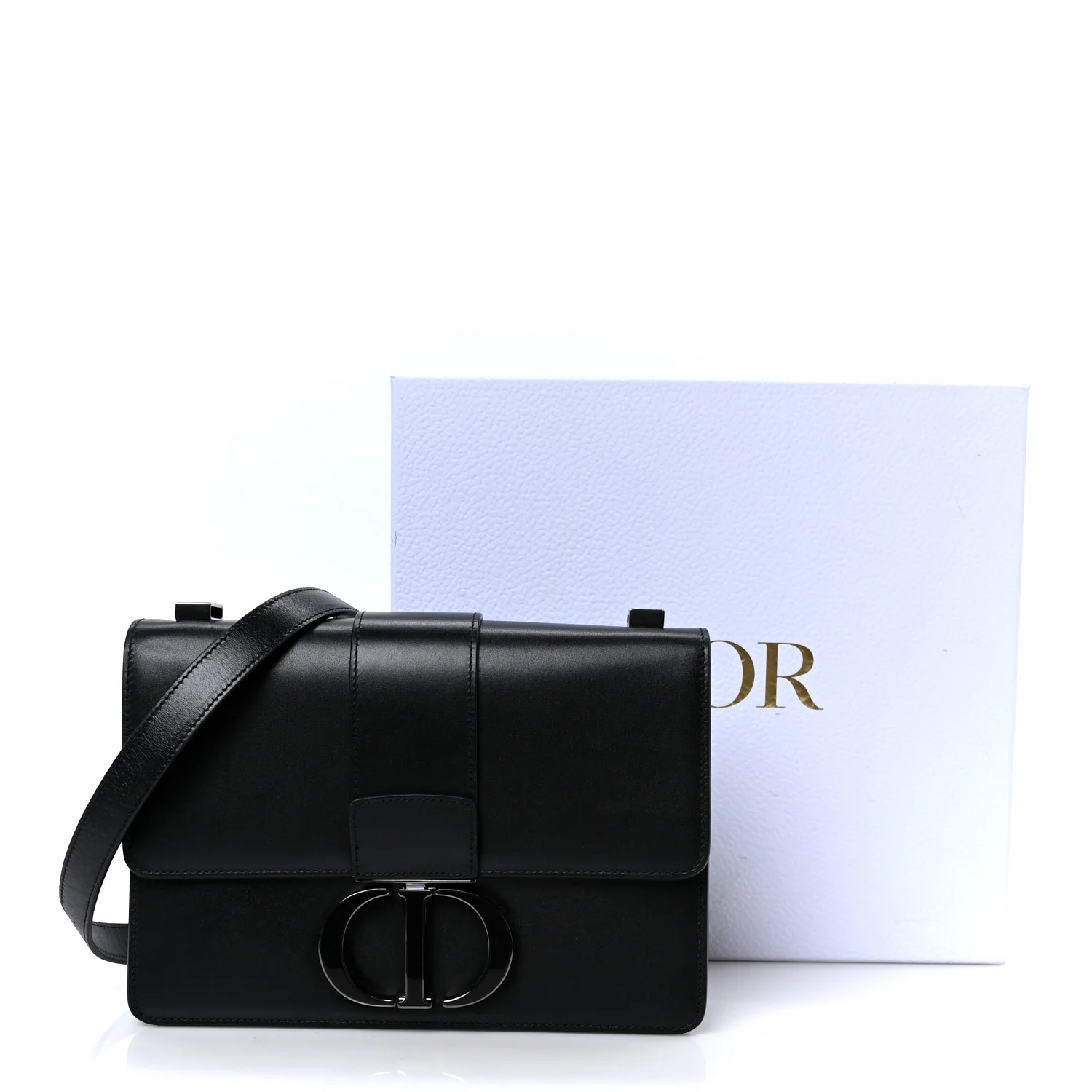 Box Calfskin 30 Montaigne Flap Bag Black - Top Club