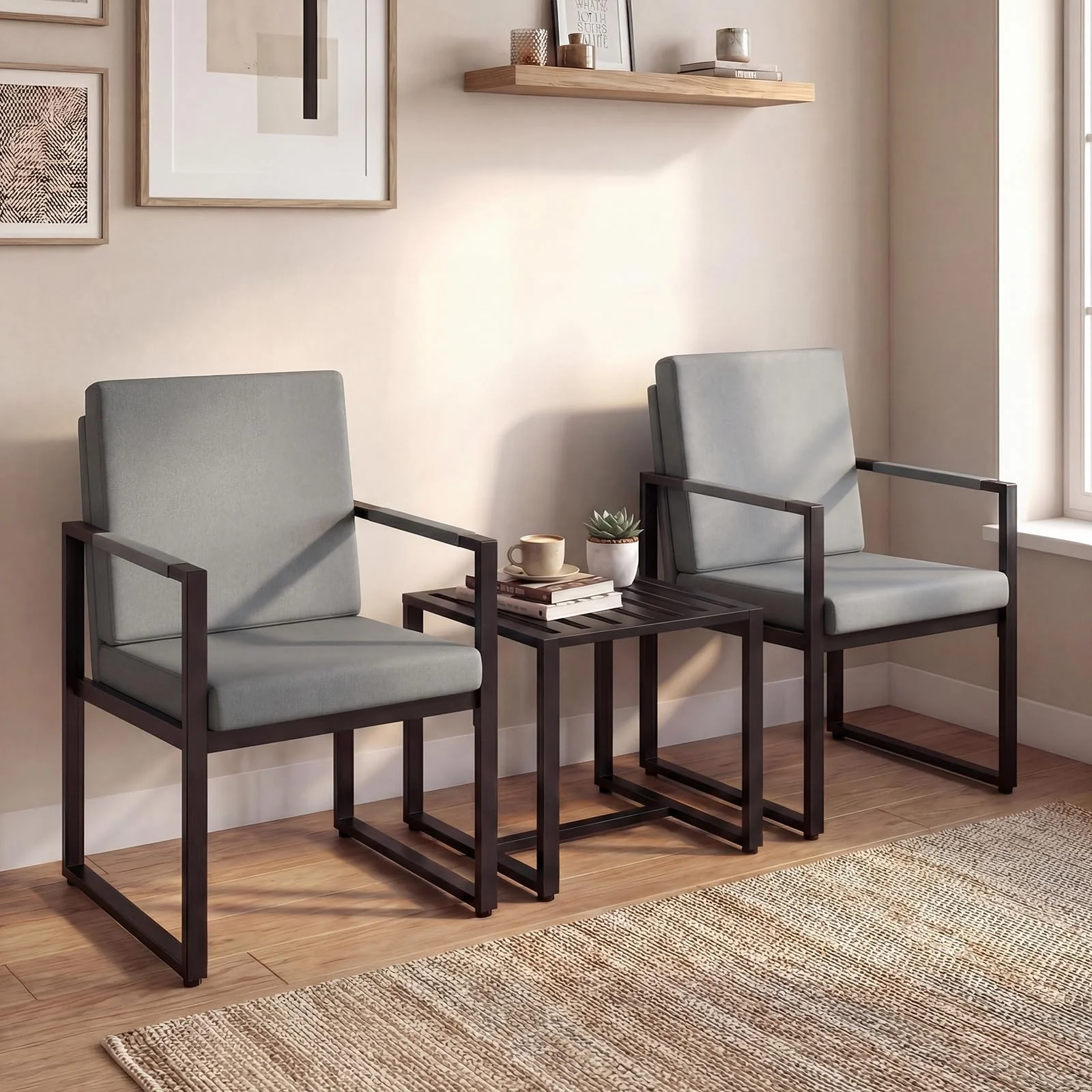 BEFOUNDLOVELY Metal Frame Accent Chair Set of 2