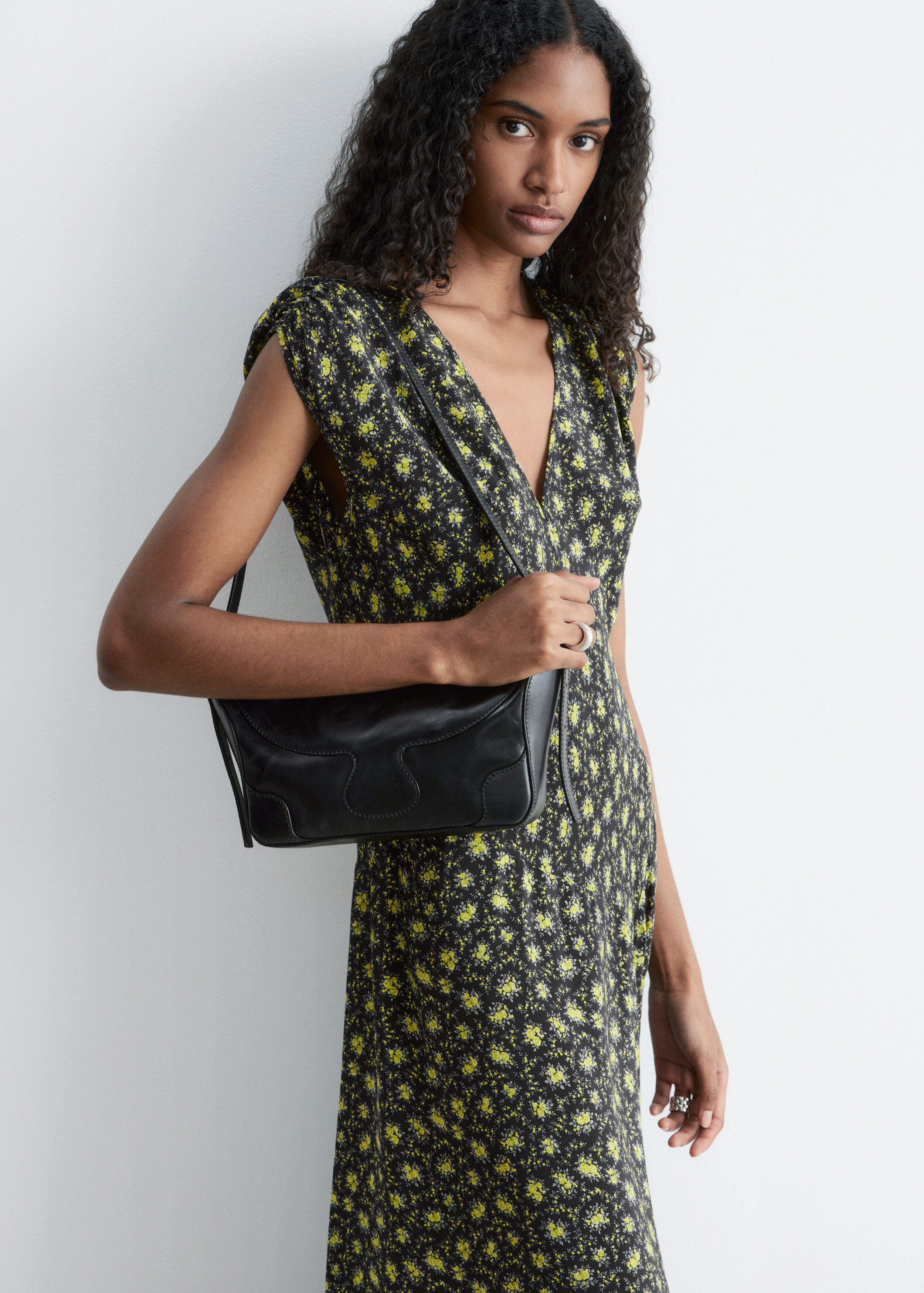 & Other Stories V-NECK SILK MAXI DRESS