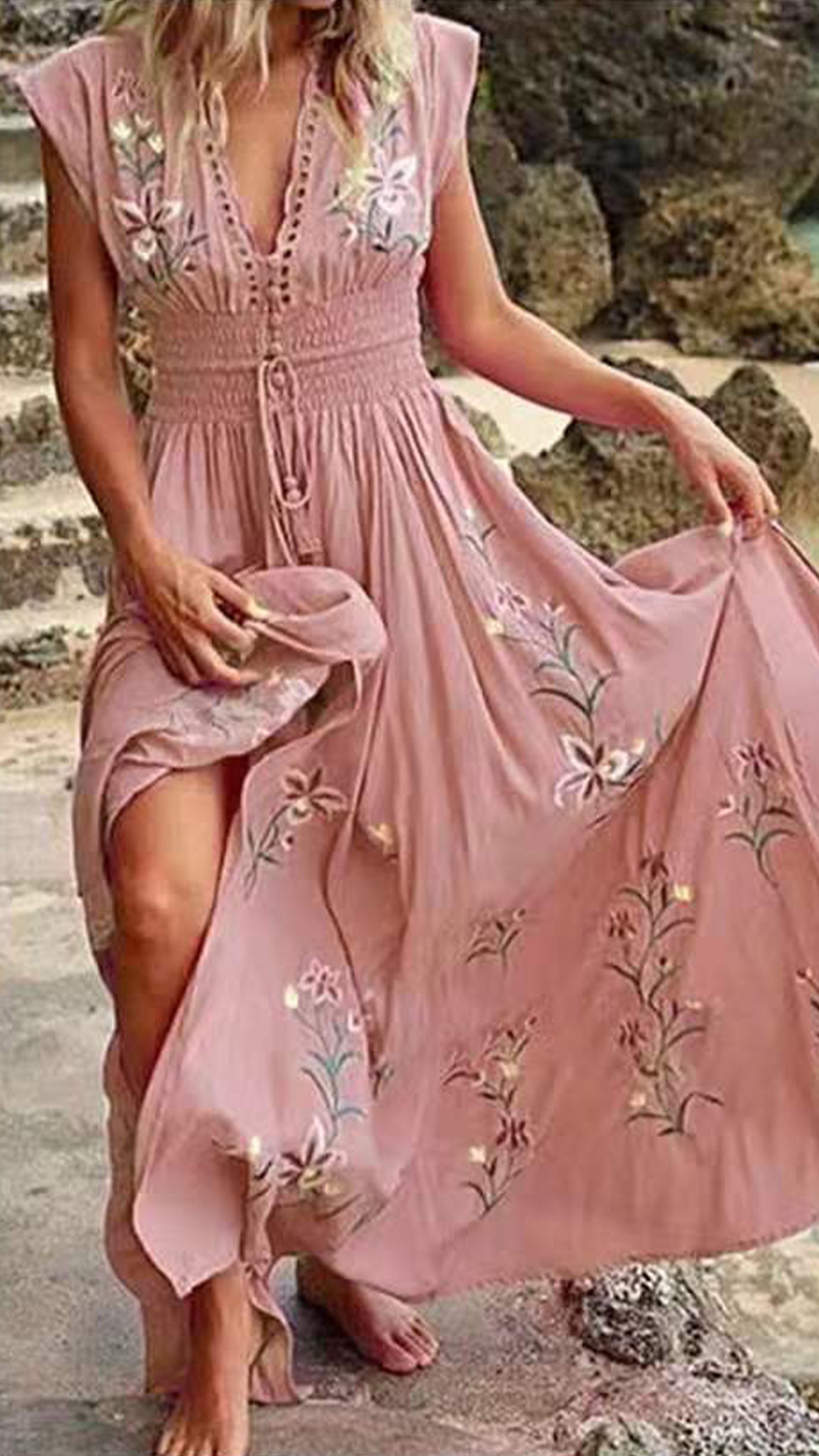Women's   Floral  Cotton-Blend Maxi Dress - Nordfashionstorm - Women's Clothing, Fashion for You - Nordfashionstorm.com
