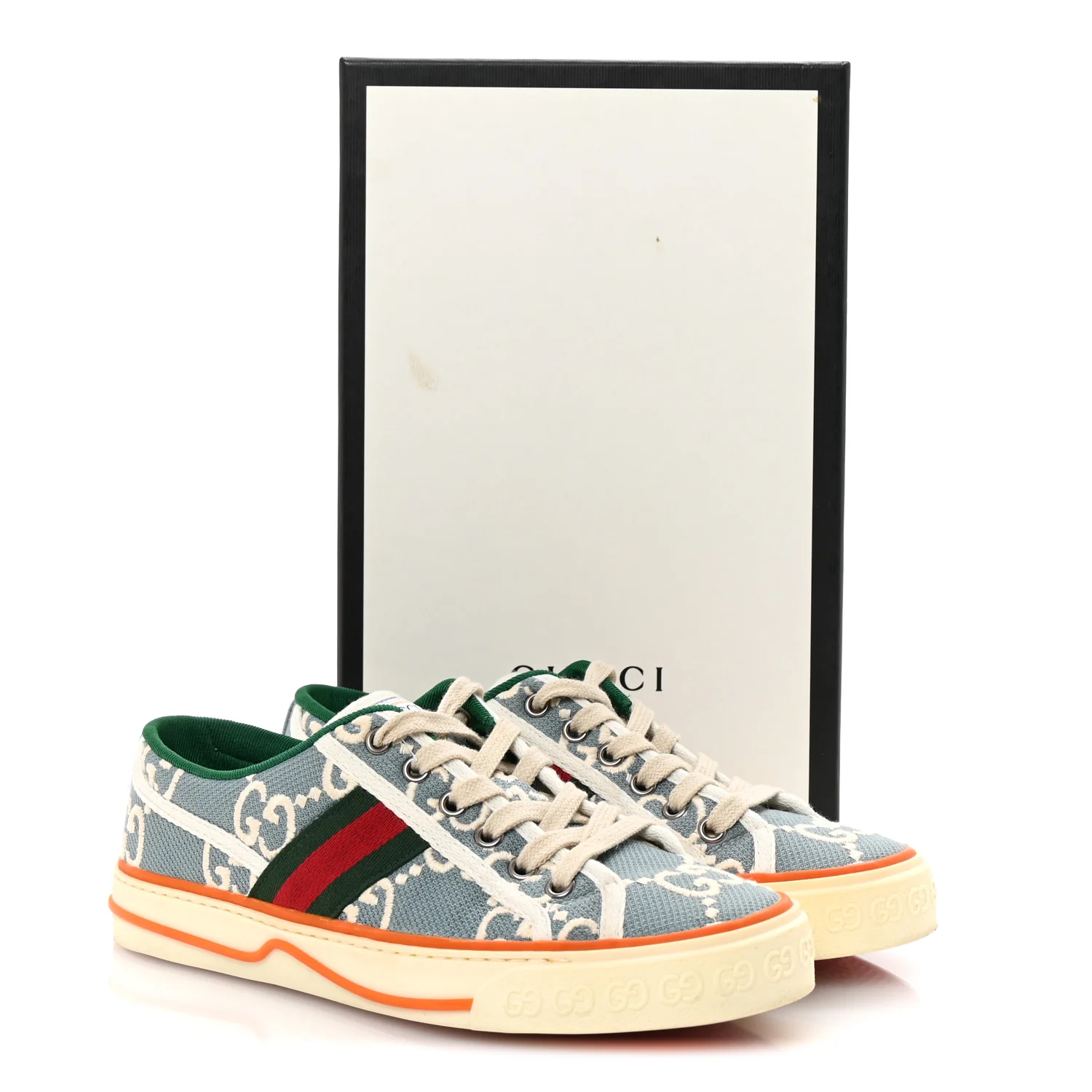 Cotton GG Monogram Web Womens 1977 Tennis Sneakers 37 Philod Ivory Mystic White - Top Club