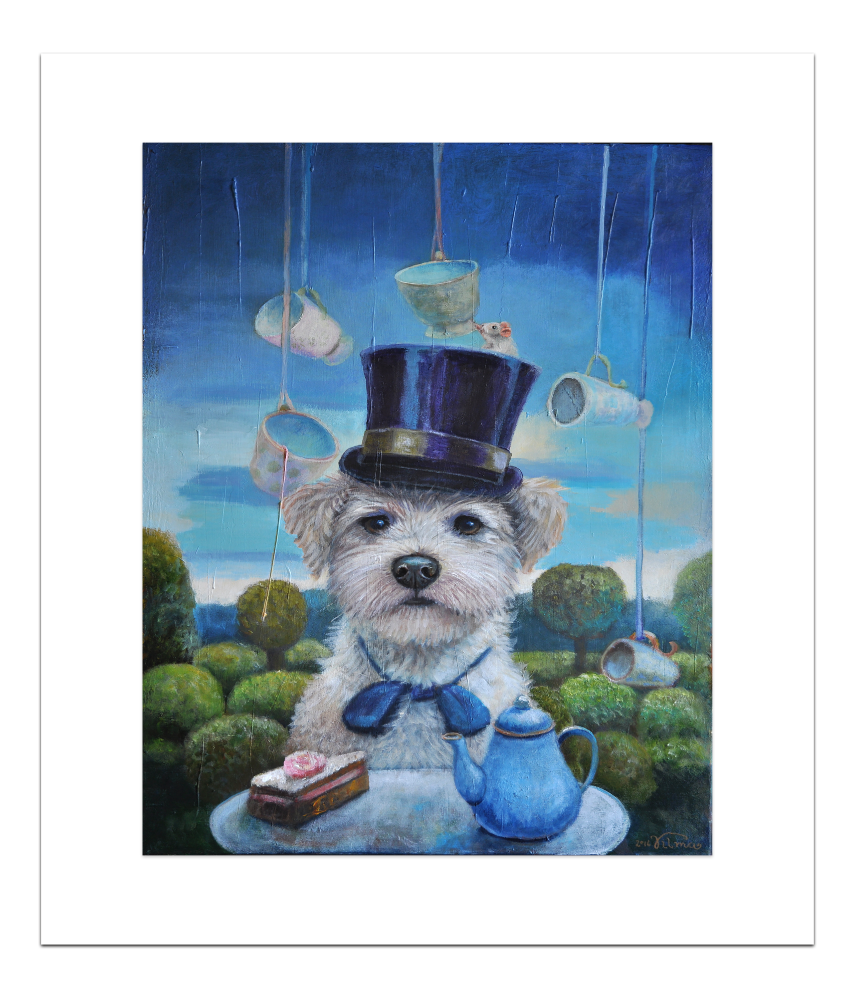 Poster Hond met Hoed 40 x 50 cm