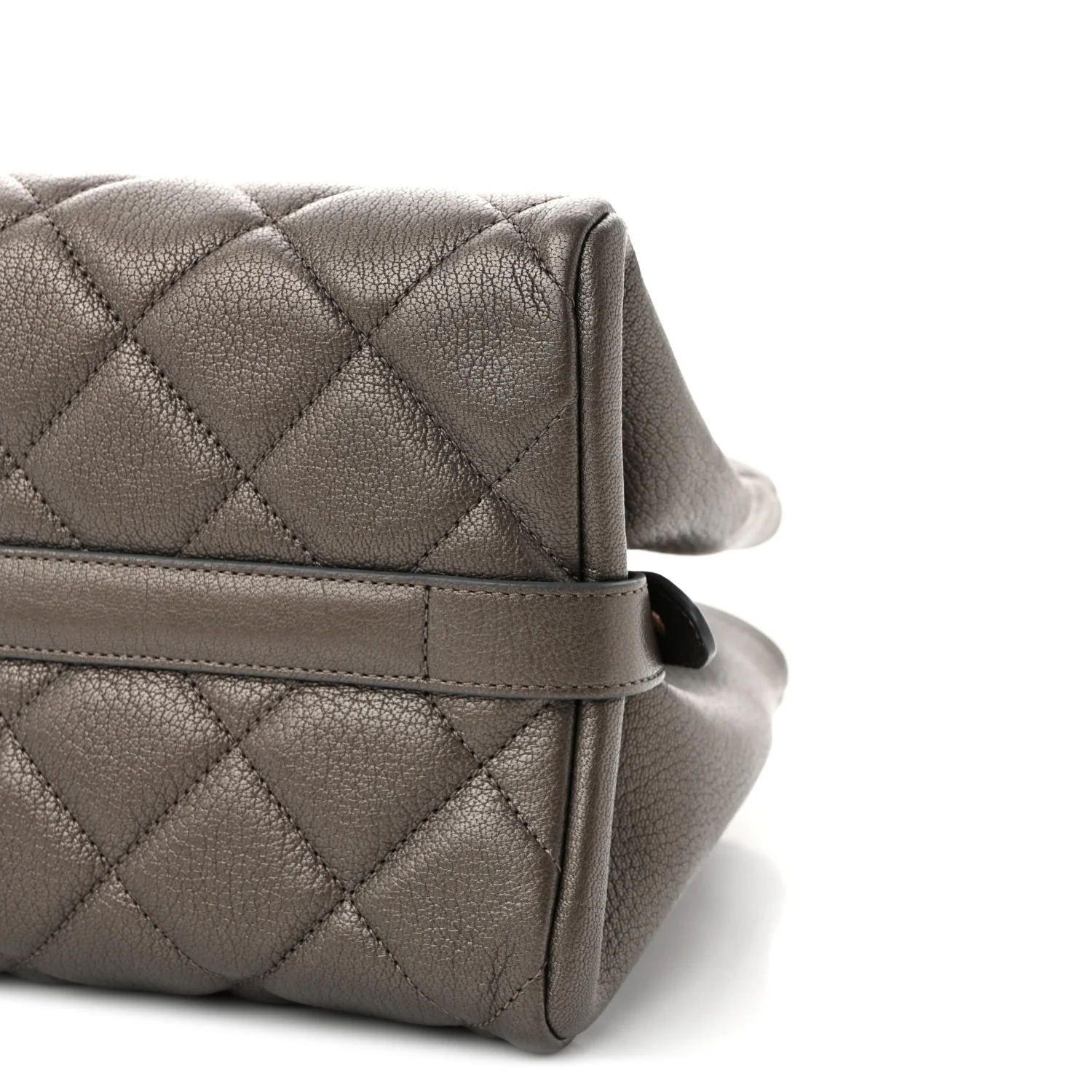 Metallic Goatskin Quilted Large City Rock Shopping Bag Silver - Top Club