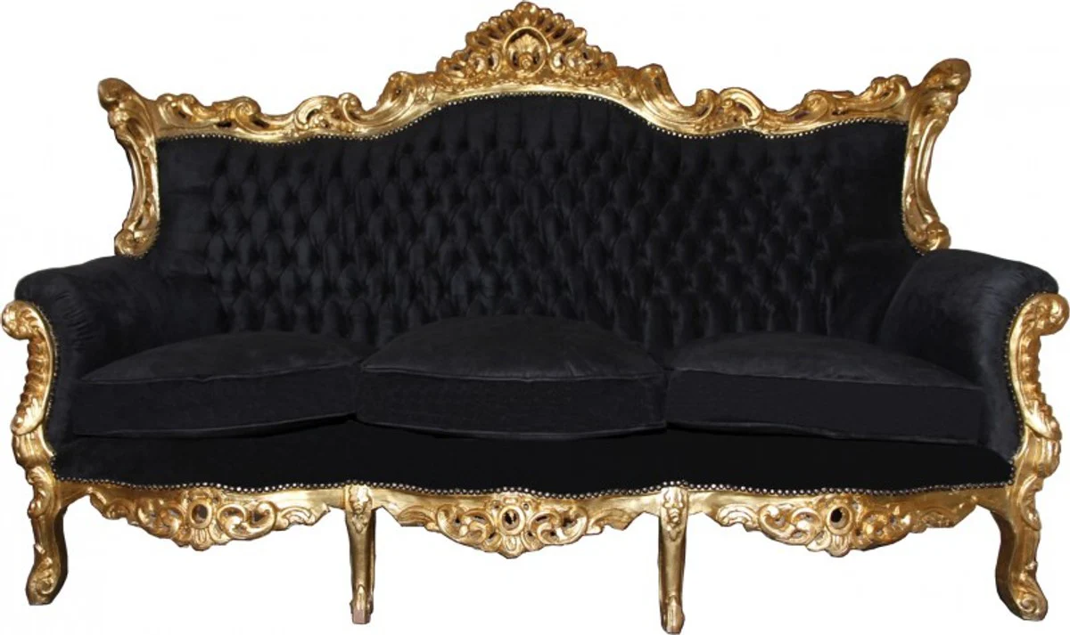 Baroque living room set Master Black / Gold Mod2 - 3-seater sofa + 2 armchairs