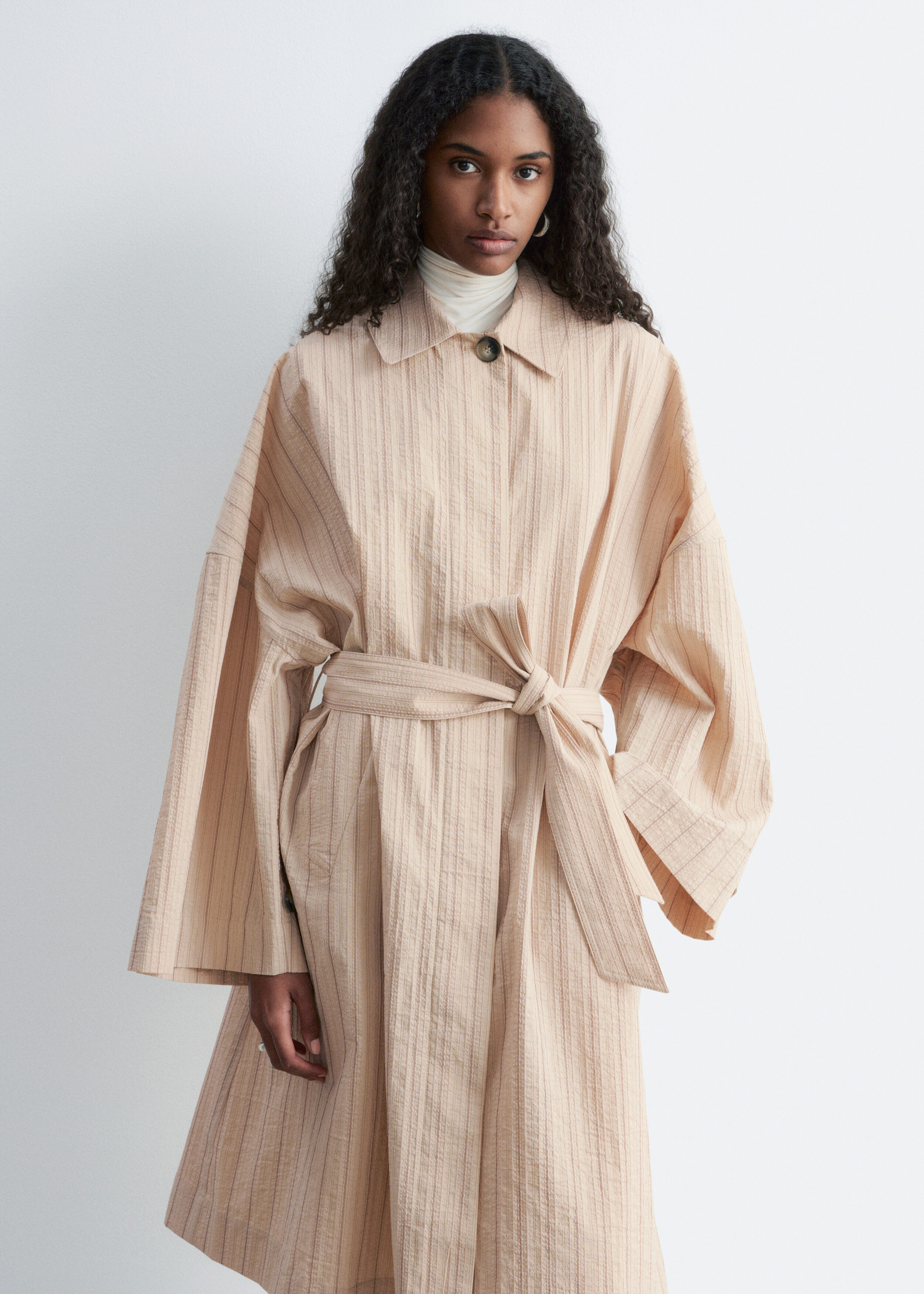 & Other Stories OVERSIZED PINSTRIPE TRENCH COAT