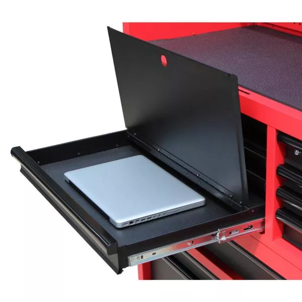 46 in. 8-Drawer Steel Storage Top Chest in Red and Black