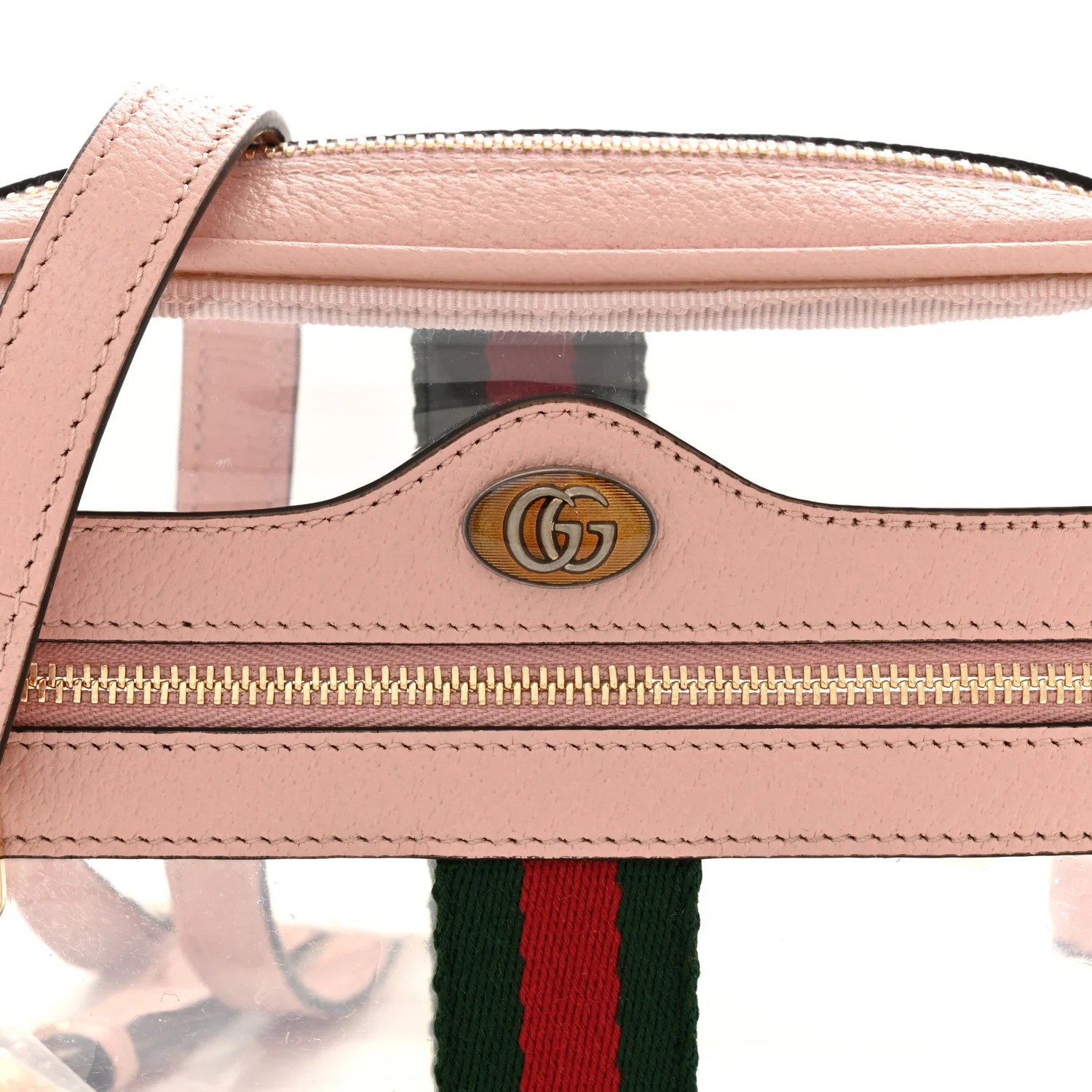 Vinyl Web Mini Ophidia Transparent Shoulder Bag Perfect Pink - Top Club