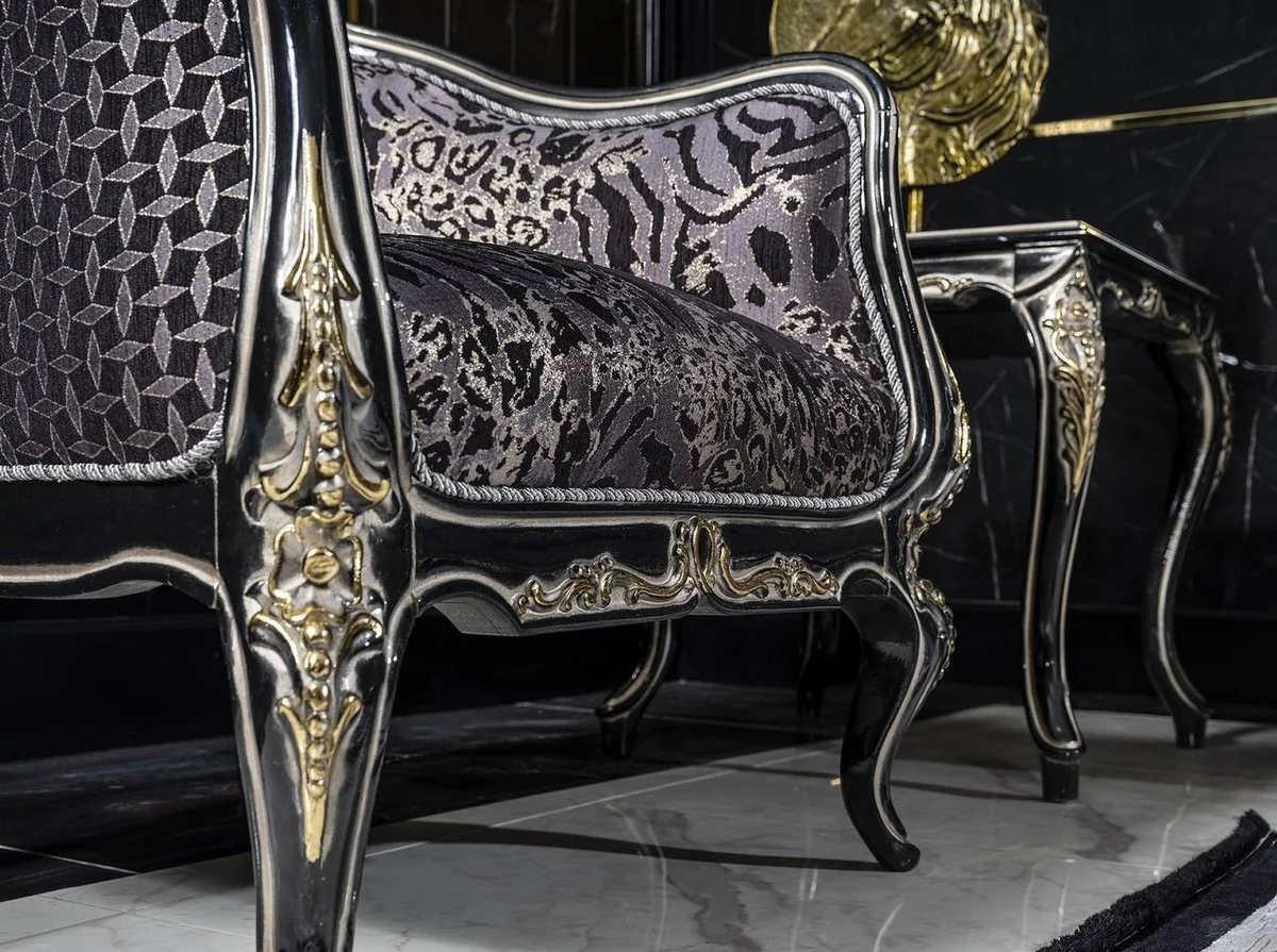Luxury baroque side table black / gold - handmade table in baroque style - baroque living room furniture - noble and magnificent