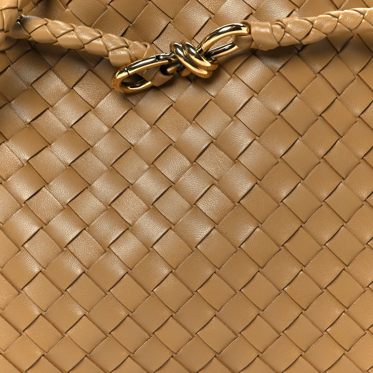 Nappa Intrecciato Medium Andiamo Shoulder Bag Dark Praline - Top Club