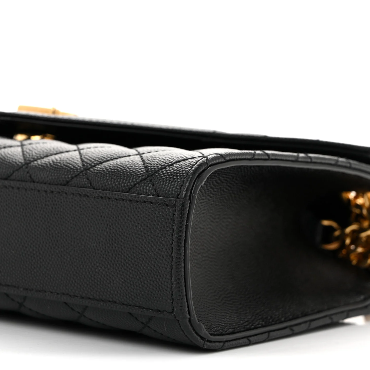 Grain De Poudre Textured Mixed Matelasse Triquilt Medium Monogram Satchel Black - Top Club