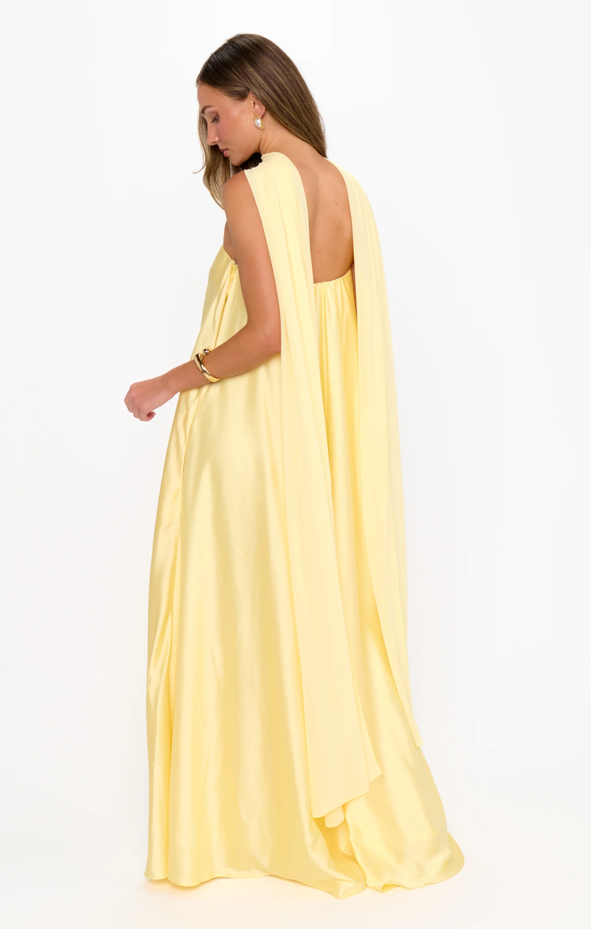 Tinsley Tube Dress ~ Pale Yellow Luxe Satin