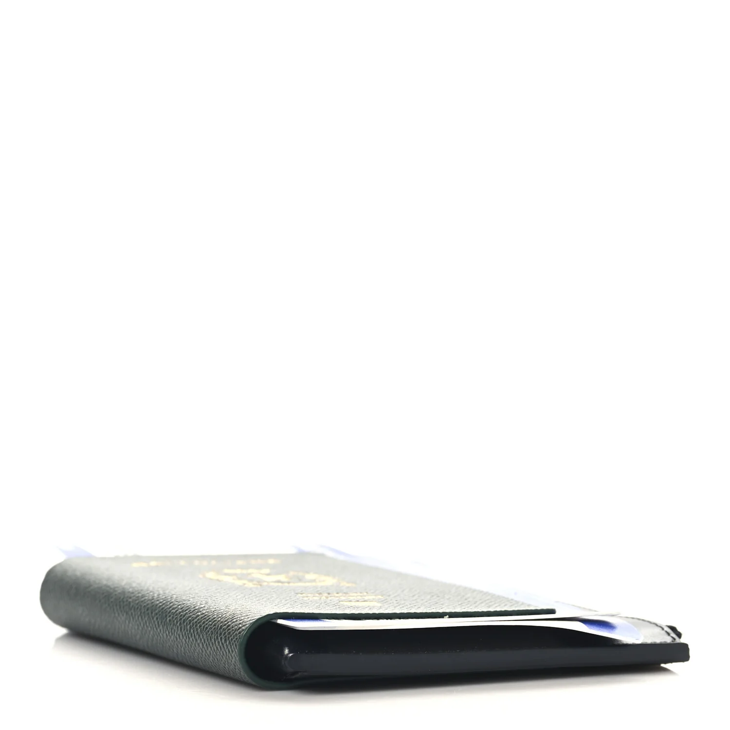 Textured Calfskin Passport Phone Holder Green - Top Club
