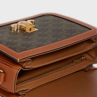 CLASSIQUE TRIOMPHE BAG IN TRIOMPHE CANVAS AND CALFSKIN TAN - Top Club