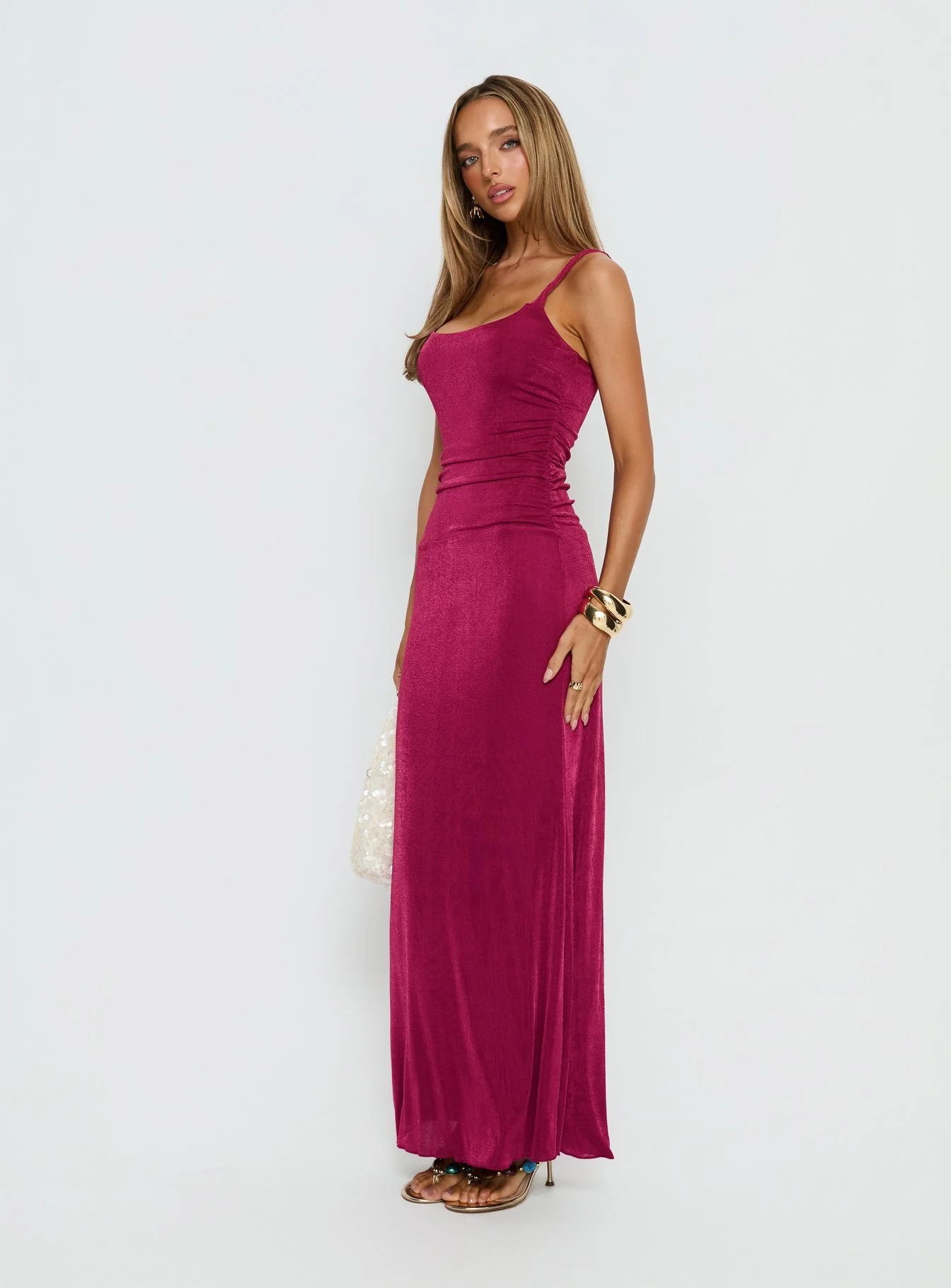 Lavonne Ruched Maxi Dress Plum