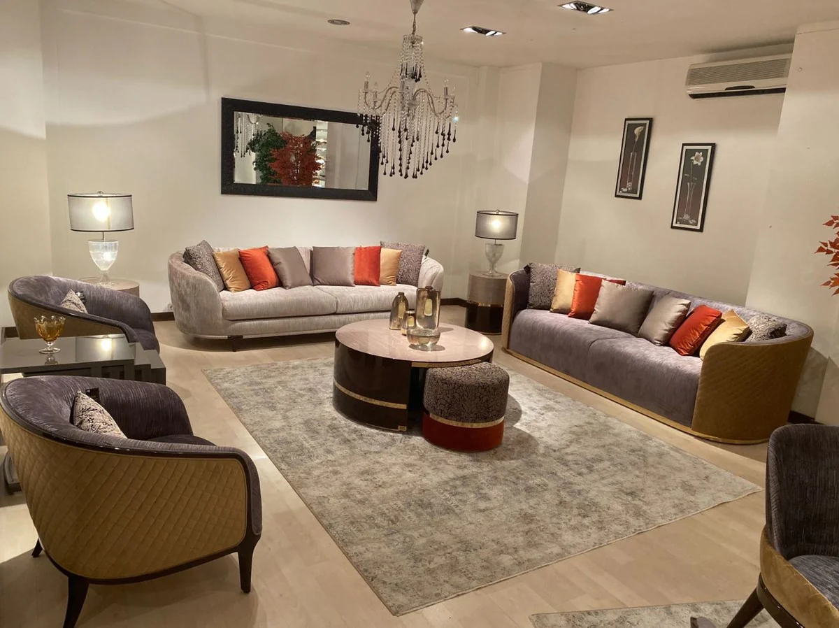 Luxury sofa silver / dark brown - luxury living room sofa - luxury hotel sofa - luxury quality
