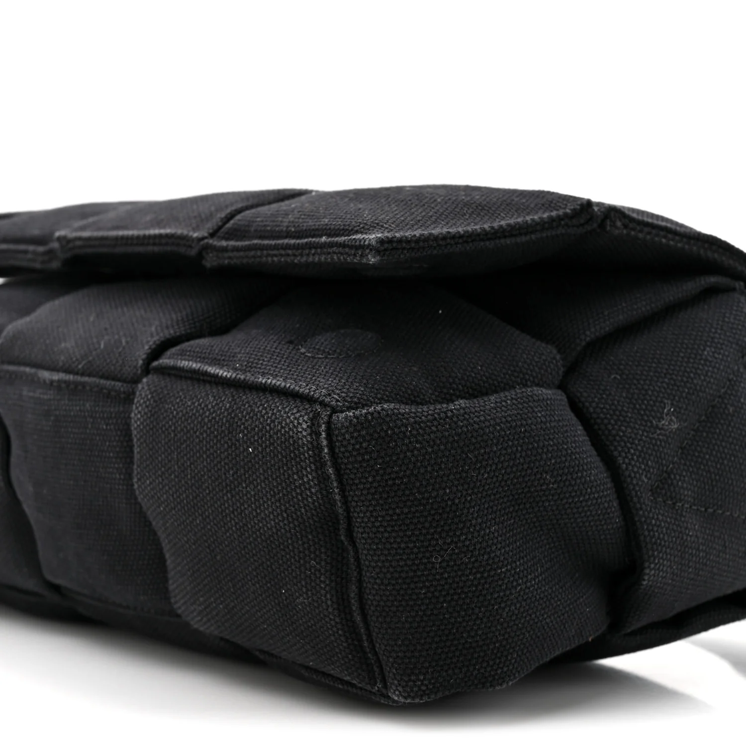 Denim Maxi Intrecciato Padded Tech Cassette Bag Black - Top Club