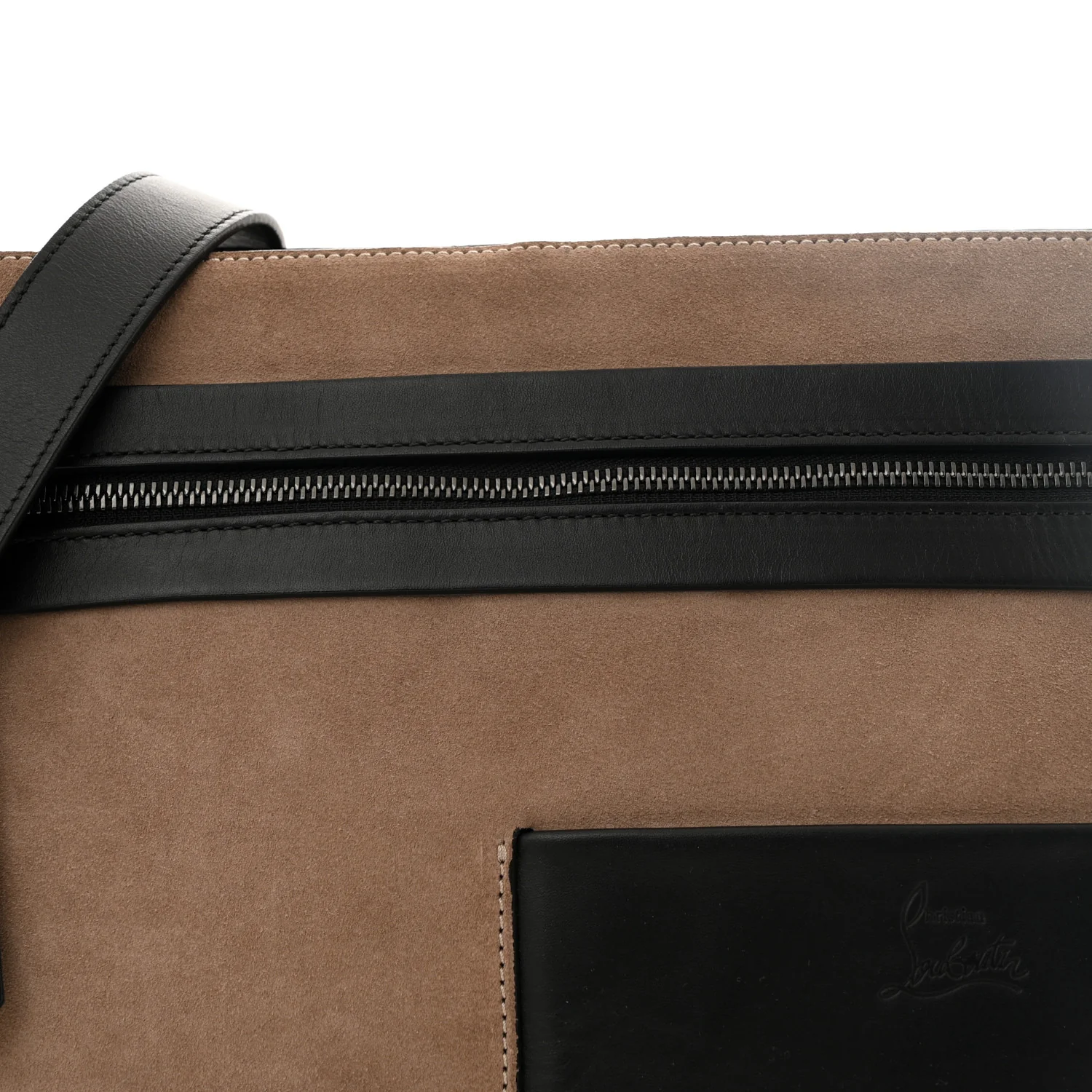 Suede Calfskin Aliosha Messenger Cappuccino Black - Top Club