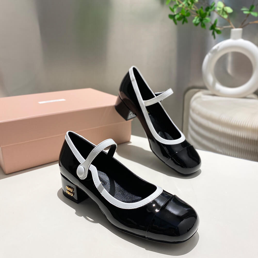 MiuMiu Two-tone patent leather Mary Jane pumps - Top Club
