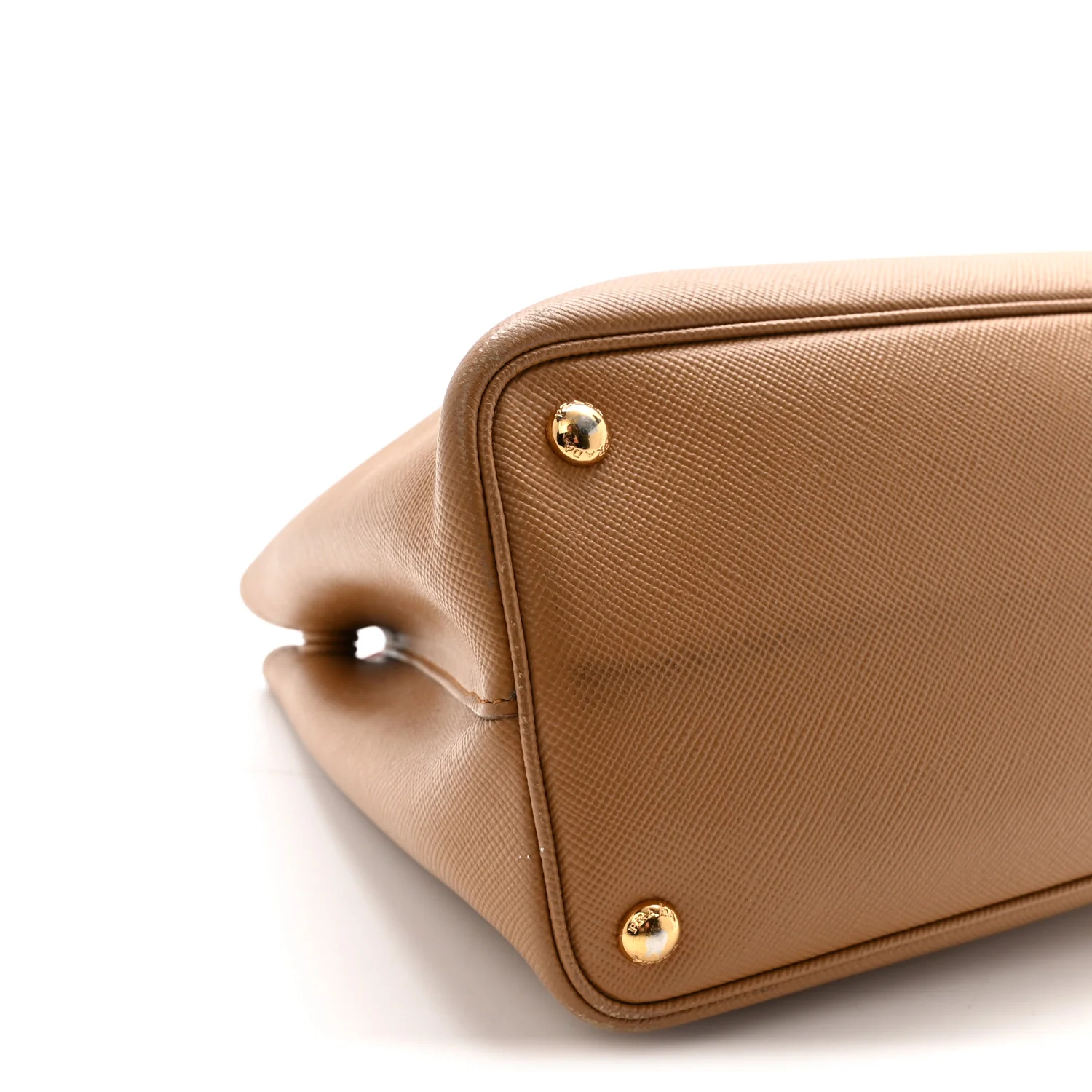 Saffiano Cuir Medium Double Handle Bag Caramel Fuoco - Top Club