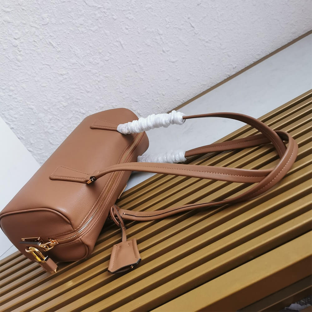 Prada Medium leather top-handle bag with padlock(high-end grade) - Top Club