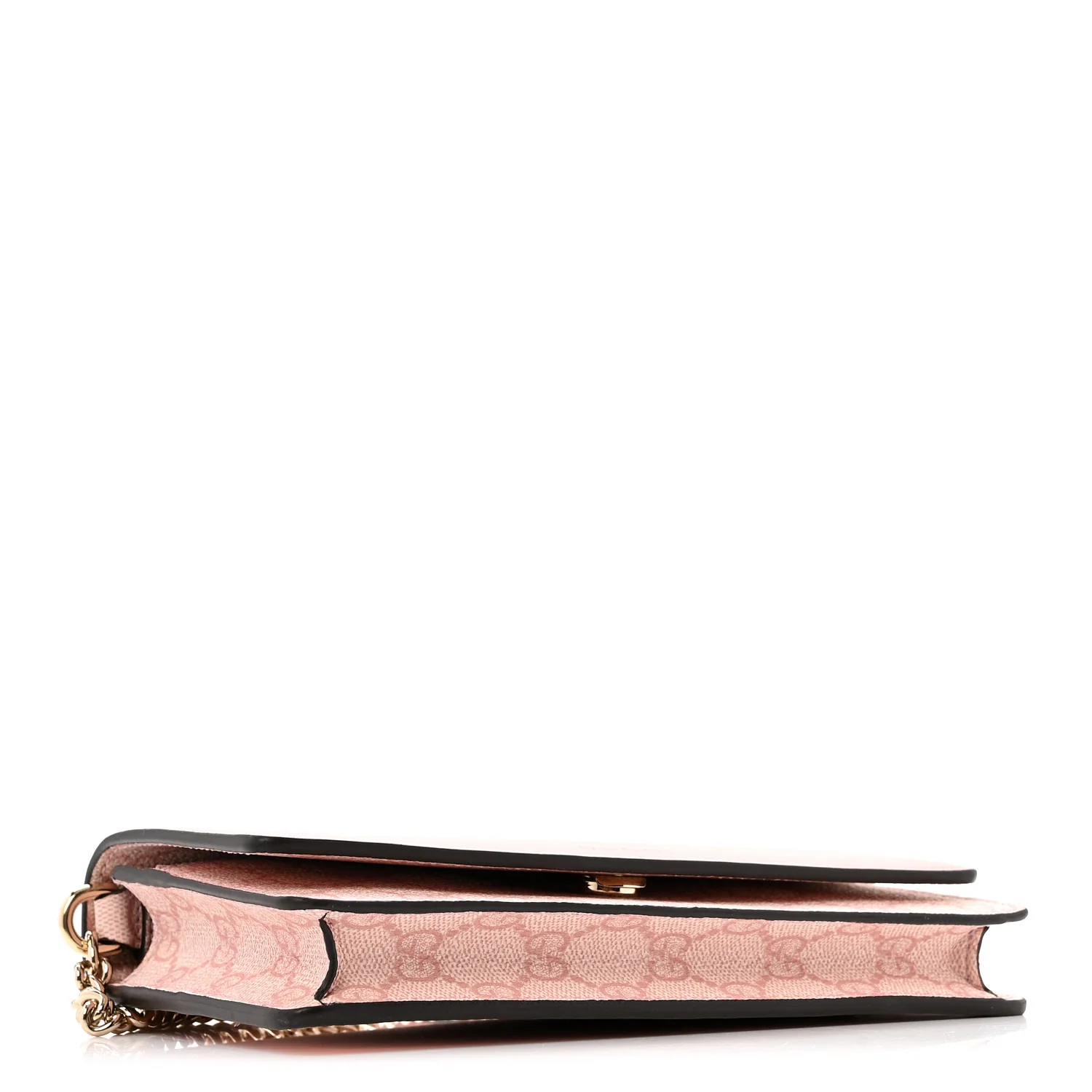 GG Supreme Monogram Textured Calfskin Emblem Wallet On Chain Pink - Top Club
